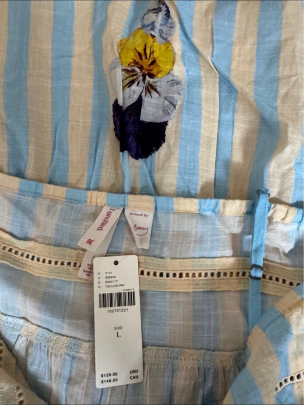NWT Size L - Nay Bellamy x Anthropologie 100% Cotton Midi Nap Dress (US$ 128) - Picture 7 of 14
